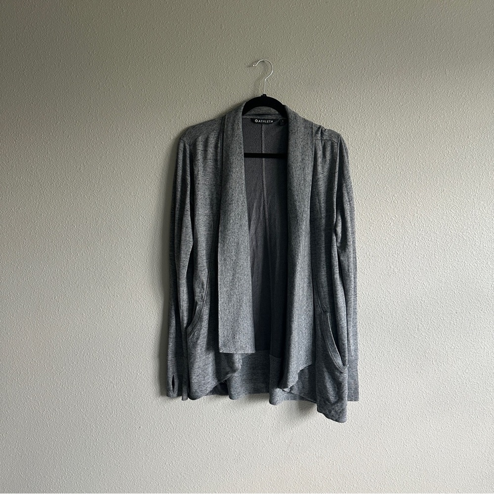 Athleta Gray Long Cardigan Sweater Small